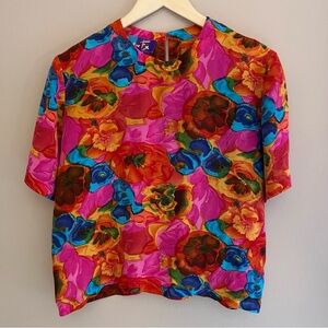 Silk Blouse by Color Fx‎ Multicolor Size Large